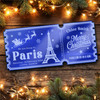 Blue Mirror Acrylic Ticket Getaway Paris Christmas Personalised Any Text Voucher