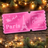 Pink Mirror Acrylic Ticket Getaway Paris Christmas Personalised Any Text Voucher
