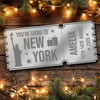 Rose Gold Mirror Acrylic Ticket New York Trip Holiday Surprise Getaway Custom