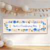 Personalised Party Banner For Christening Boy Blue Flowers Frame Cross