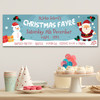 Personalised Party Banner For Christmas Fayre School Blue Santa Snowman