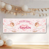 Personalised Party Banner For New Baby Girl Welcome Home Sleeping Baby Pink