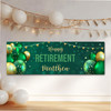 Personalised Party Banner For Retirement Male Green Gold Balloons