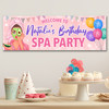 Personalised Party Banner For Kids Birthday Brown Hair Girl Spa Pamper Party