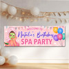 Personalised Party Banner For Kids Birthday Brown Hair Girl Spa Pamper Party