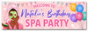 Personalised Party Banner For Kids Birthday Dark Skin Girl Spa Pamper Party
