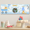 Personalised Party Banner For Baby Shower Photo Boy Stork Pram Blue