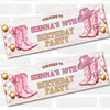 Personalised Party Banner For Kids Birthday Girls Pink Cowboy Boots