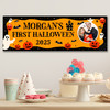 Personalised Party Banner For Halloween First Photo Orange Ghost Pumpkin