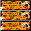 Personalised Party Banner For Halloween First Photo Orange Ghost Pumpkin