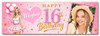 Personalised Party Banner For Kids Birthday Pink Blond Girl Balloons Photo