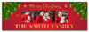 Personalised Party Banner For Christmas Family Photo Red Gold Baubles