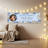 Personalised Party Banner For Funeral Wake Loving Memory Female Photo Blue