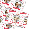 Personalised Wrapping Paper Wedding Anniversary Photo Hearts Banner Red Grey