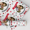 Personalised Wrapping Paper Wedding Anniversary Photo Hearts Banner Red Grey