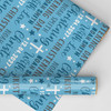 Personalised Wrapping Paper Christening Day Boy Blue Grey Stars Custom Gift Wrap