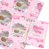 Personalised Wrapping Paper Christening Day Girl Photo Pink Flowers Gift Wrap