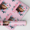 Personalised Wrapping Paper Congratulations Female Photo Pink Flowers Gift Wrap