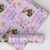 Personalised Wrapping Paper Mother's Day Photo Purple Flowers Heart Gift Wrap