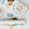 Personalised Wrapping Paper New Baby Boy Blue Hello Photo Custom Gift Wrap