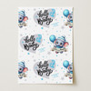 Personalised Wrapping Paper New Baby Blue Elephant Hello Baby Boy Gift Wrap