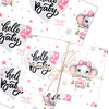 Personalised Wrapping Paper New Baby Pink Elephant Hello Baby Girl Gift Wrap