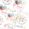Personalised Wrapping Paper New Baby Pink Hello Baby Girl Heart Photo Feet