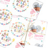 Personalised Wrapping Paper New Baby Pink Hello Baby Girl Heart Photo Gift Wrap