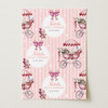 Personalised Wrapping Paper New Baby Pink Retro Baby Girl Custom Gift Wrap