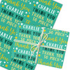 Personalised Wrapping Paper Thank You Green Stars Custom Gift Wrap