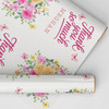 Personalised Wrapping Paper Thank You Pink Yellow Flowers Custom Gift Wrap