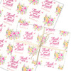 Personalised Wrapping Paper Thank You Watercolour Pink Yellow Custom Gift Wrap