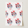 Personalised Wrapping Paper Valentine's Day Wife Cute Penguin Couple Gift Wrap