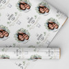 Personalised Wrapping Paper Wedding Day White Floral Wedding Rings Round Photo