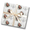 Personalised Wrapping Paper Wedding Day White Floral Wedding Rings Round Photo