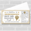 Hot Air Balloon Stars Gold Personalised Gift Voucher Surprise Ticket