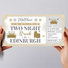 Two Night Break Edinburgh Personalised Gift Voucher Surprise Trip Holiday Ticket