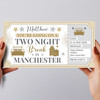 Two Night Break Manchester Personalised Gift Voucher Surprise Holiday Ticket