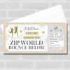 Zip World Bounce Below Stars Gold Personalised Gift Voucher Surprise Ticket
