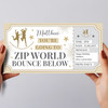 Zip World Bounce Below Stars Gold Personalised Gift Voucher Surprise Ticket