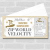 Zip World Velocity Stars Gold Personalised Gift Voucher Surprise Ticket