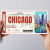 Chicago Boarding Pass Personalised Gift Voucher Surprise Trip Holiday Ticket