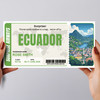 Ecuador Boarding Pass Personalised Gift Voucher Surprise Trip Holiday Ticket