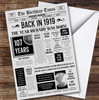 Born In 1919 Grey Newspaper Birthday Facts Any Year Any Age Personalised Card