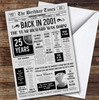 Born In 2001 Grey Newspaper Birthday Facts Any Year Any Age Personalised Card