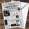 Born In 2023 Grey Newspaper Birthday Facts Any Year Any Age Personalised Card