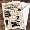 Born In 1915 Newspaper Birthday Facts Any Year Any Age Personalised Card