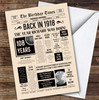 Born In 1918 Newspaper Birthday Facts Any Year Any Age Personalised Card