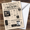 Born In 1941 Newspaper Birthday Facts Any Year Any Age Personalised Card