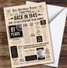 Born In 1945 Newspaper Birthday Facts Any Year Any Age Personalised Card